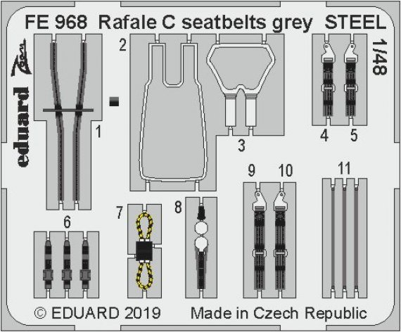 1/48 Rafale C seatbelts grey STEEL