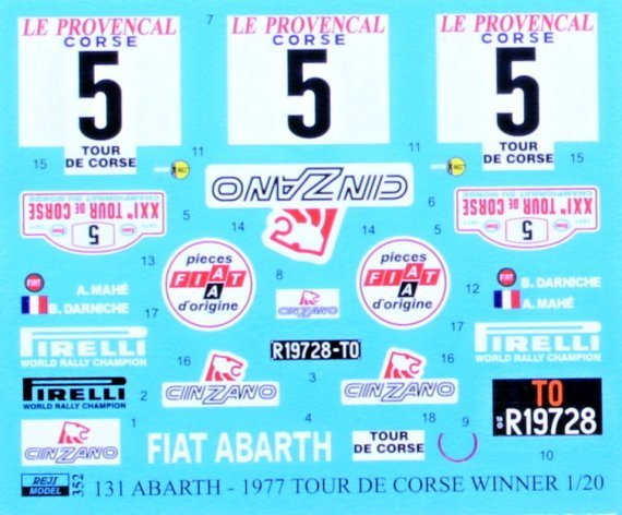 1/20 Fiat 131 Abarth Tour de Corse 1977 Winner decal