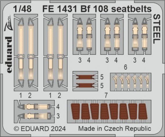 1/48 Bf 108 seatbelts STEEL for Eduard