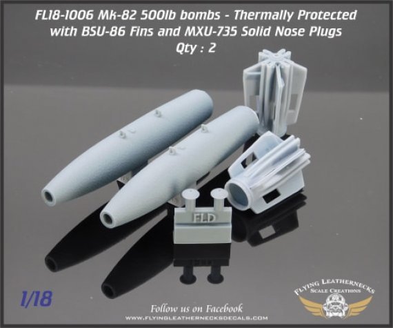 1/18 MK-82 500lb bomb with BSU-86 fin, MXU-735 Nose Plug Tp