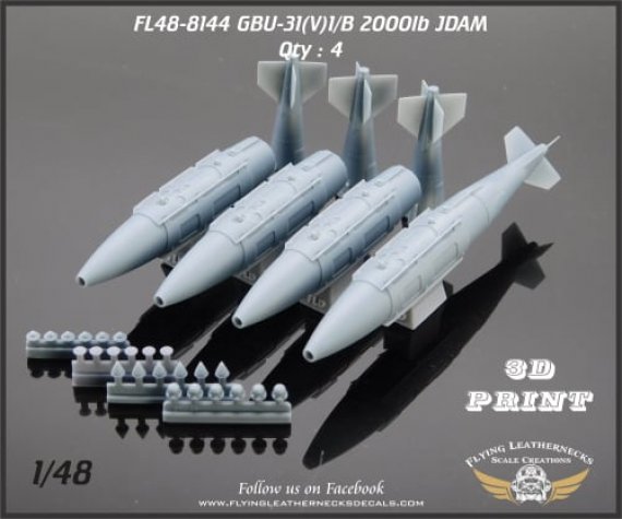 1/48 GBU-31V1/B 2000lb Jdam This set includes four 4 GBU-31V1/B