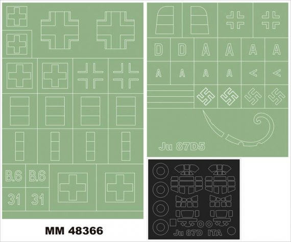 Montex 1/48 Ju-87D-5 Stuka Lackiermasken Canopy Italeri