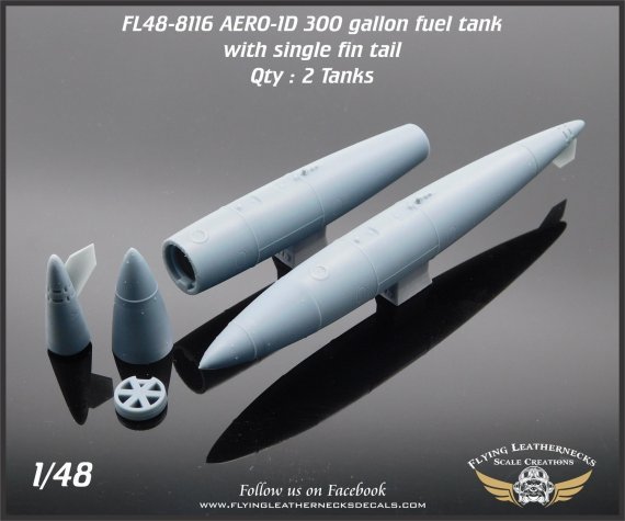 1/48 AERO-1D 300gal fuel tank with single fin tail