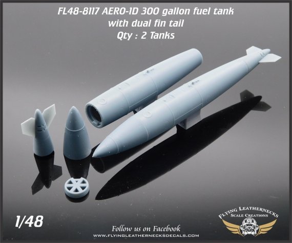 1/48 AERO-1D 300gal fuel tank with two fin tail