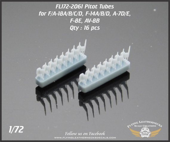 1/72 Corrected Pitot Tubes for F-18, Grumman F-14, A-7, F-8E