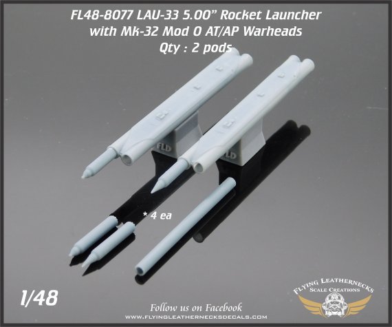 1/48 LAU-33 Dual 5.00 Rocket Launcher with rockets and warheads