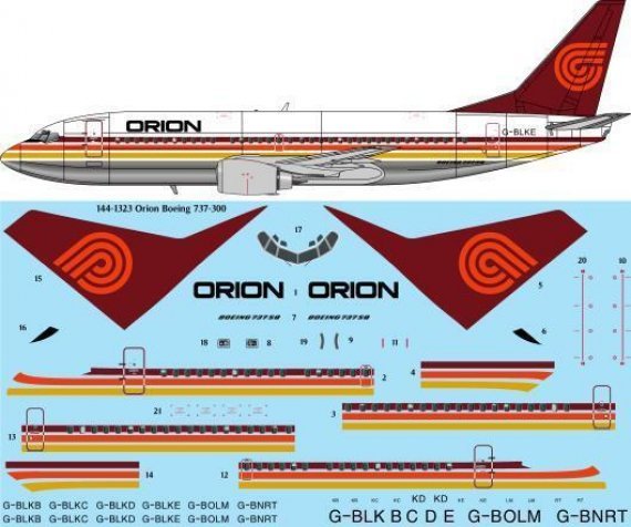 1/144 Orion Airways Boeing 737-300 decal