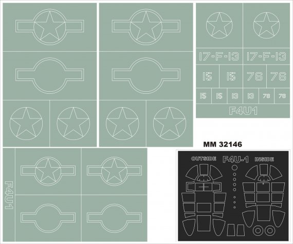 Montex Maschere F4U-1 Corsair 1/32 Tamiya Telaio Canopy