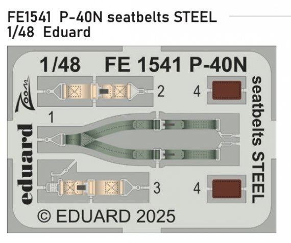 1/48 P-40N seatbelts STEEL for Eduard