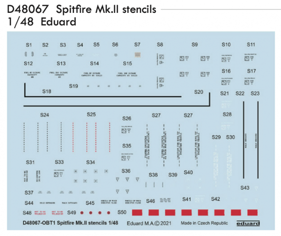 Supermarine Spifire Mk.II stencils 1/48