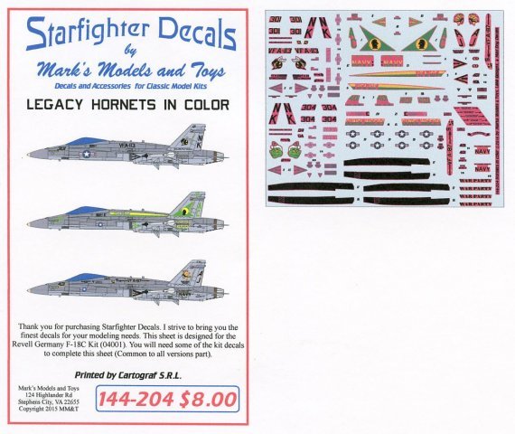 1/144 Legacy F/A-18C Hornets decals