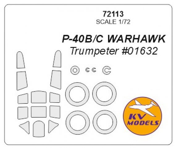 1/72 Curtiss P-40B/C Warhawk + wheels masks