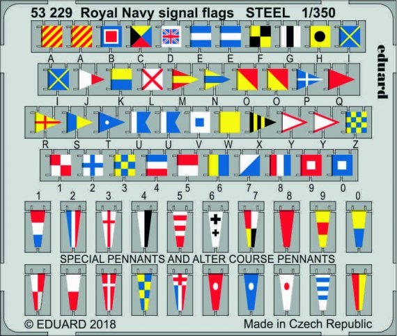 SET 1/350 Royal Navy signal flags STEEL
