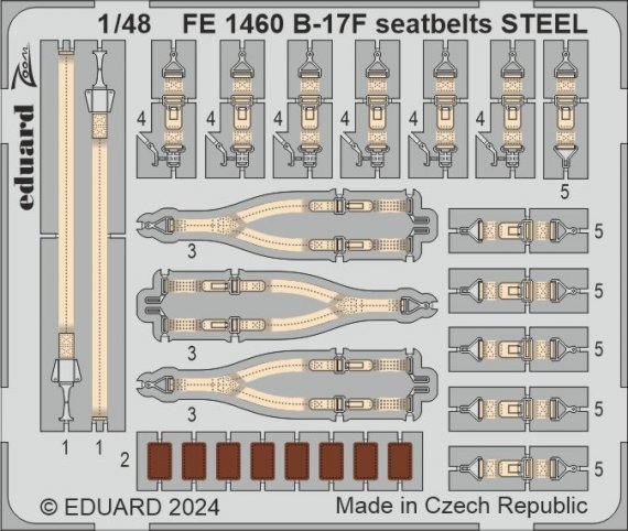 1/48 B-17F seatbelts STEEL for Eduard