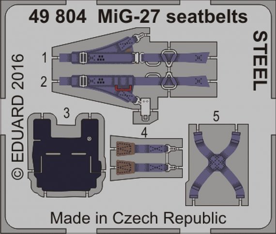 SET MiG-27 seatbelts STEEL Colour Photoetched