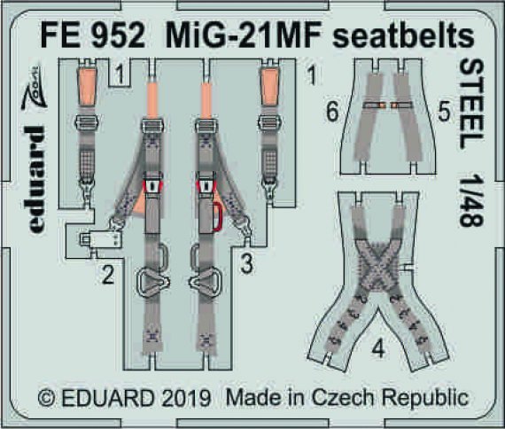 1/48 MiG-21MF seatbelts STEEL