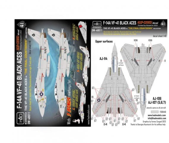 1/48 Decal F-14A VF-41 Black Aces dry-water
