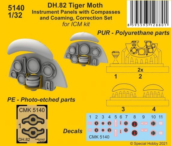 1/32 DH.82 Tiger Moth Instrument panels with Compasses
