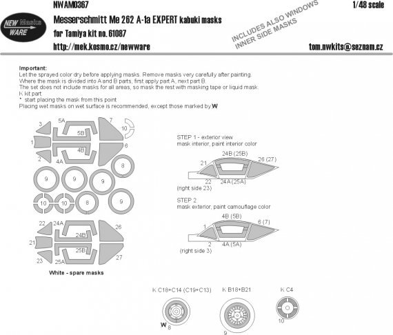 1/48 Messerschmitt Me-262A-1a EXPERT kabuki masks