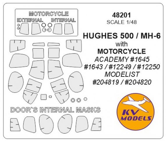 1/48 Hughes 500 / MH-6 with Motorcycle + wheels masks