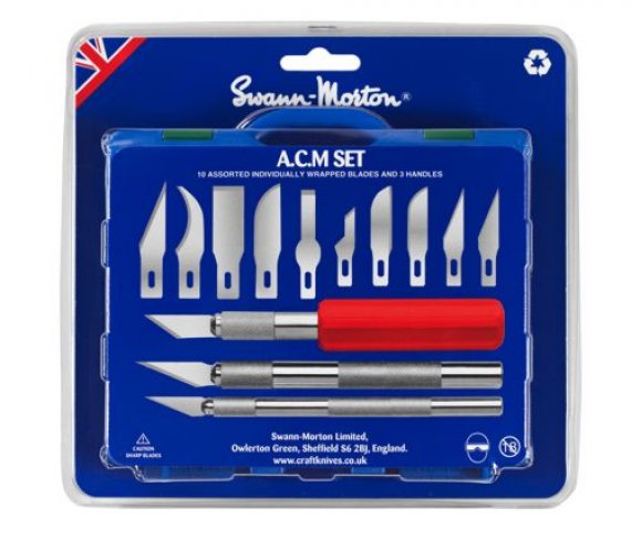 Swann Morton ACM Set 3 Griffe 13 Klingen Kohlenstoff