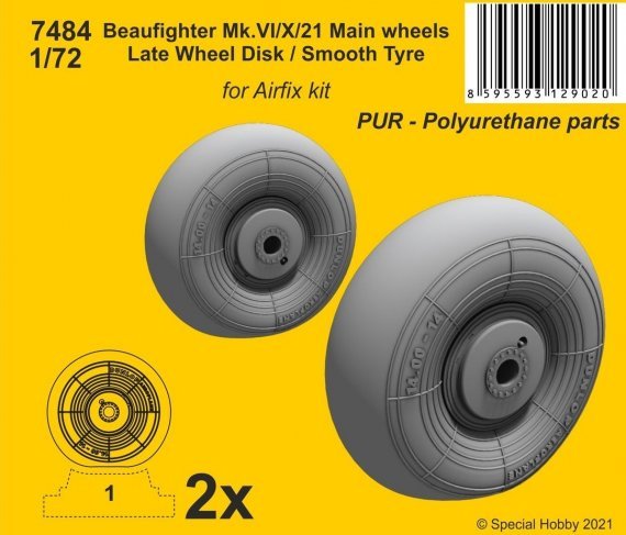 1/72 Beaufighter Mk.VI/X/21 Main wheel late/smooth
