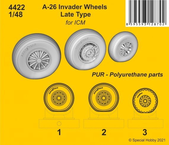1/48 A-26 Invader Wheels Late Type