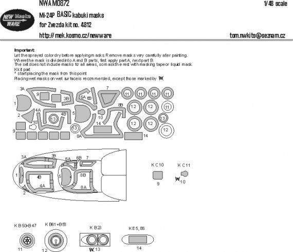 1/48 Mil Mi-24V/VP Basic kabuki masks