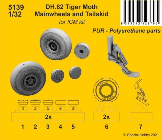 1/32 DH.82 Tiger Moth Mainwheels & Tailskid
