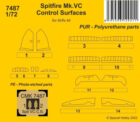 1/72 Spitifre Mk.VC Control Surfaces