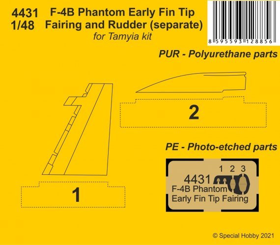 1/48 McDonnell F-4B Phantom Early Fin Tip Fairing and Rudder