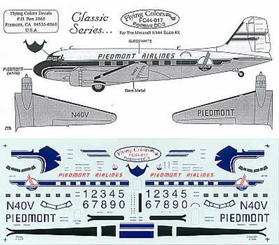 Douglas DC-3 Dakota Model Kit 1/144 Piedmont N40V