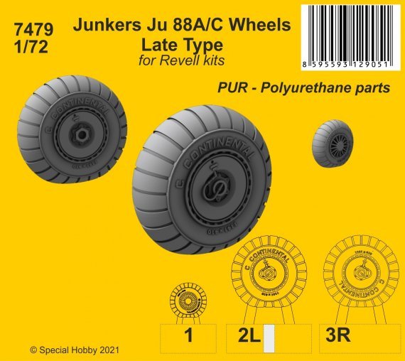1/72 Junkers Ju 88A/C wheels late type