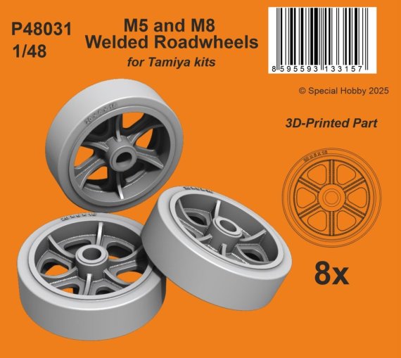 1/48 M5 and M8 Welded Roadwheels for Tamiya