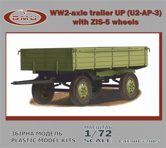 1/72 2-axle trailer Up U2-AP-3 with ZIS-5 wheels