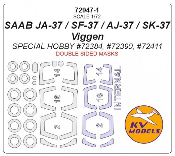 1/72 Saab JA-37 Viggen Double sided and wheels masks
