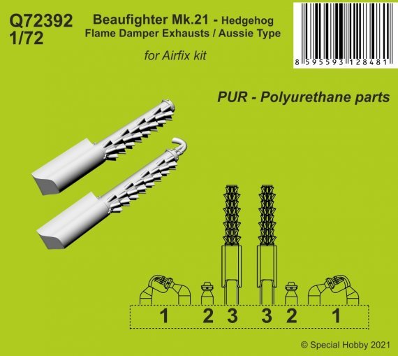 1/72 Bristol Beaufighter Mk.21 Hedgehog Flame Damper Exhausts