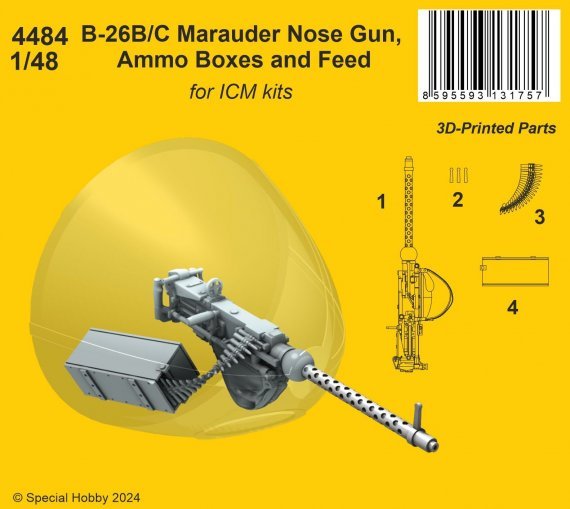 1/48 B-26B/C Marauder Nose Gun, Ammo Boxes for ICM
