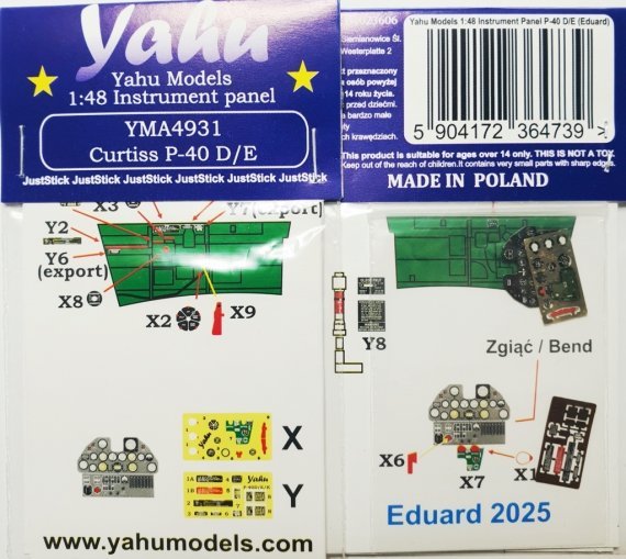 1/48 Curtiss P-40E/P-40D WarhawkPhotoetched instrument panels
