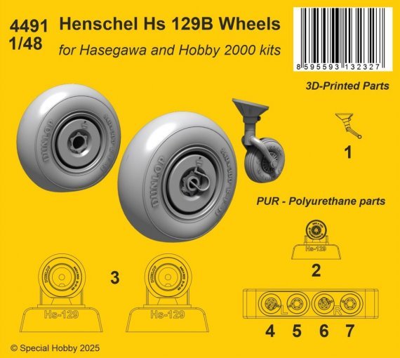 1/48 Henschel Hs 129B Wheels for Hasegawa/H.2000