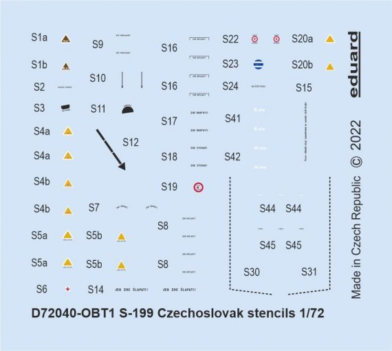 1/72 Decals S-199 Czechoslovak stencils