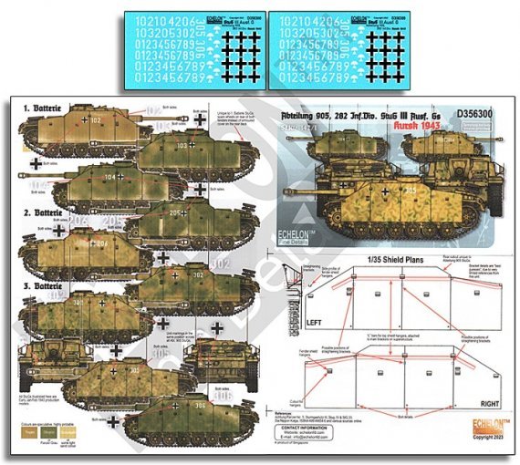 1/35 decals Abteilung 905 282 Inf.Div. StuG.III Ausf.Gs