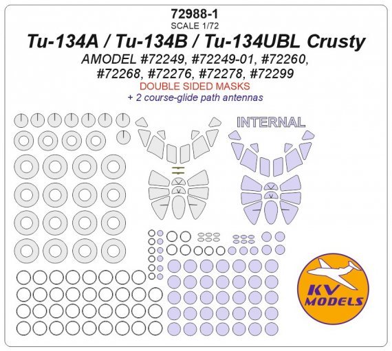 1/72 Tupolev Tu-134 Crusty Double-sided and wheels masks