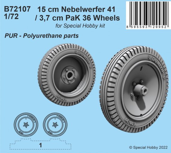 1/72 15cm Nebelwerfer 41 / 3,7 cm PaK 36 wheels