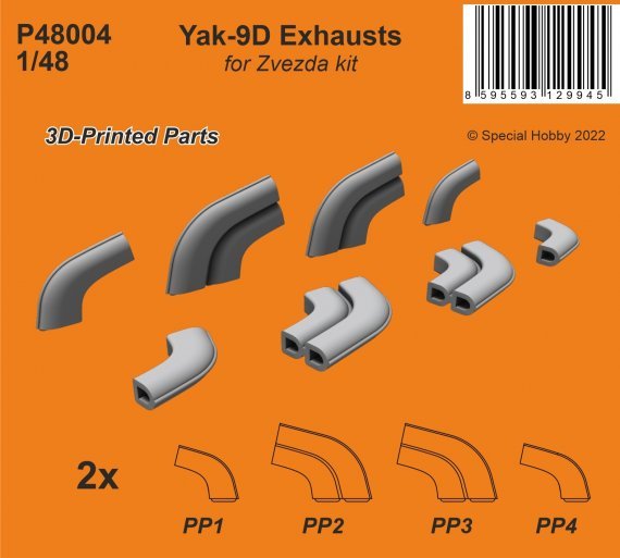 1/48 Yakovlev Yak-9D exhausts Printed exhausts directly replace