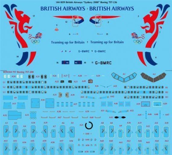 1/144 British Airways Sydney 2000 Boeing 757-200 decals