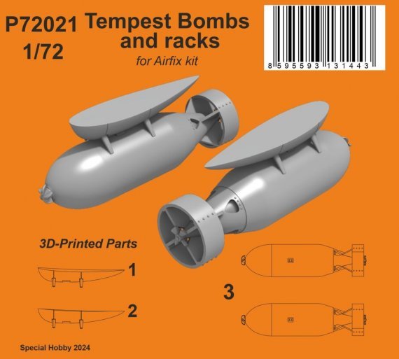 1/72 Tempest Bombs 1000 Lb & racks