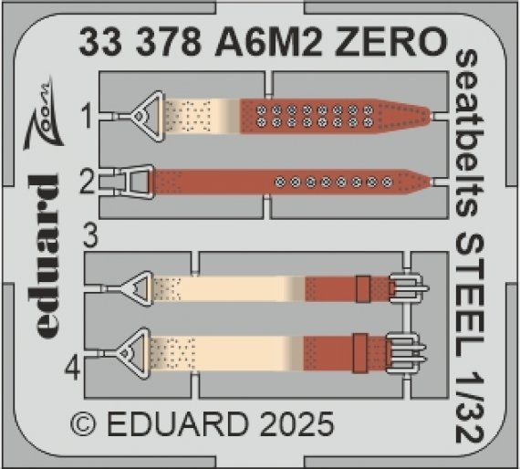 1/32 SET A6M2 Zero seatbelts STEEL for Tamiya