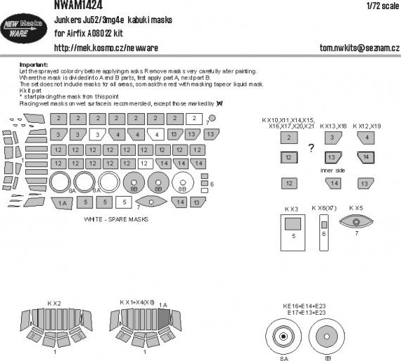 Masque 1/72 Junkers Ju52/3mg4e pour Airfix