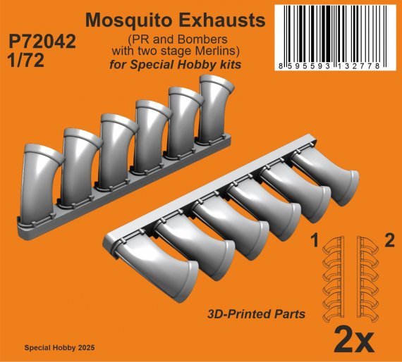 1/72 Mosquito Exhausts with 2-stage Merlins